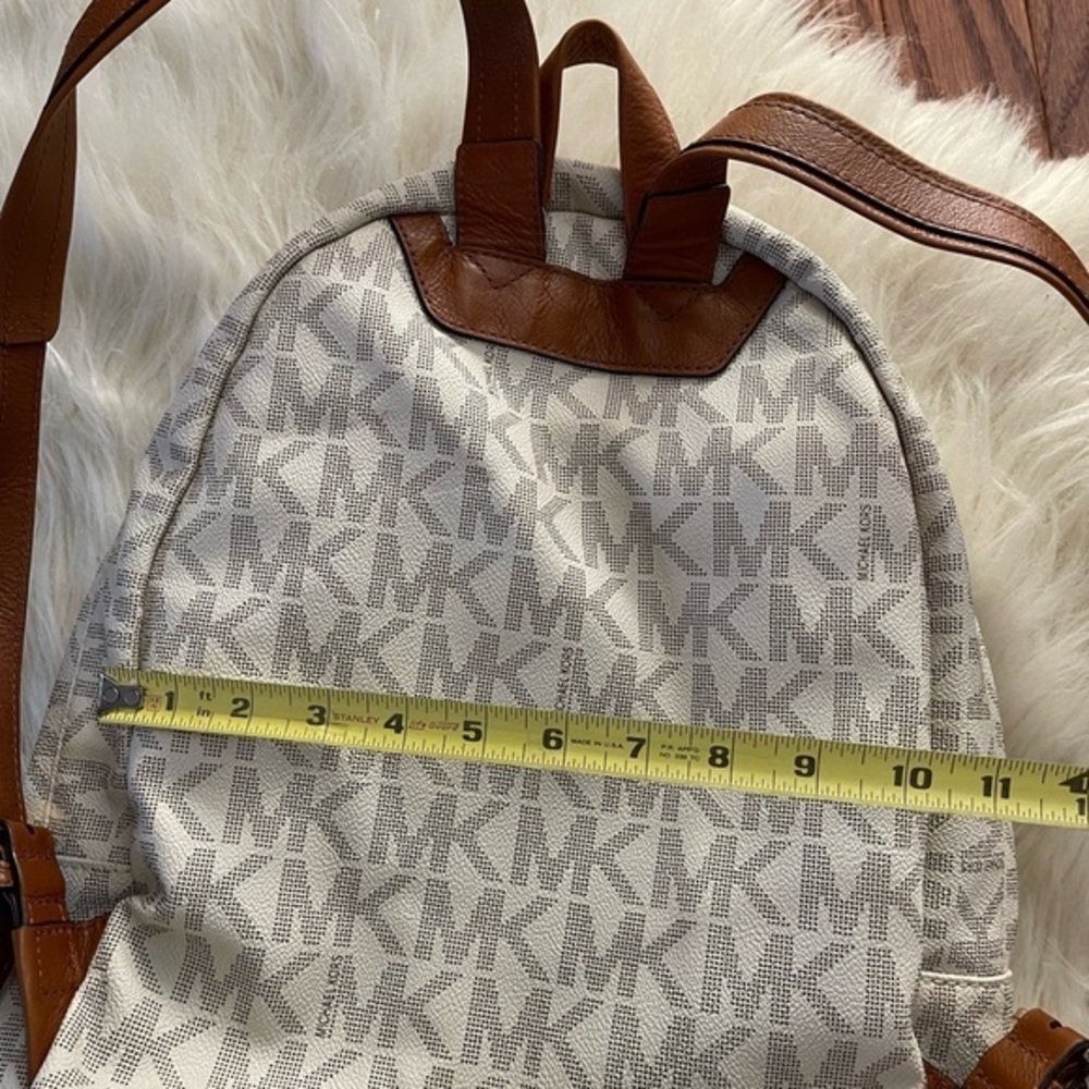Michael Kors Beige Monogram jet set‎ signature backpack vanilla large leather - Picture 7 of 16